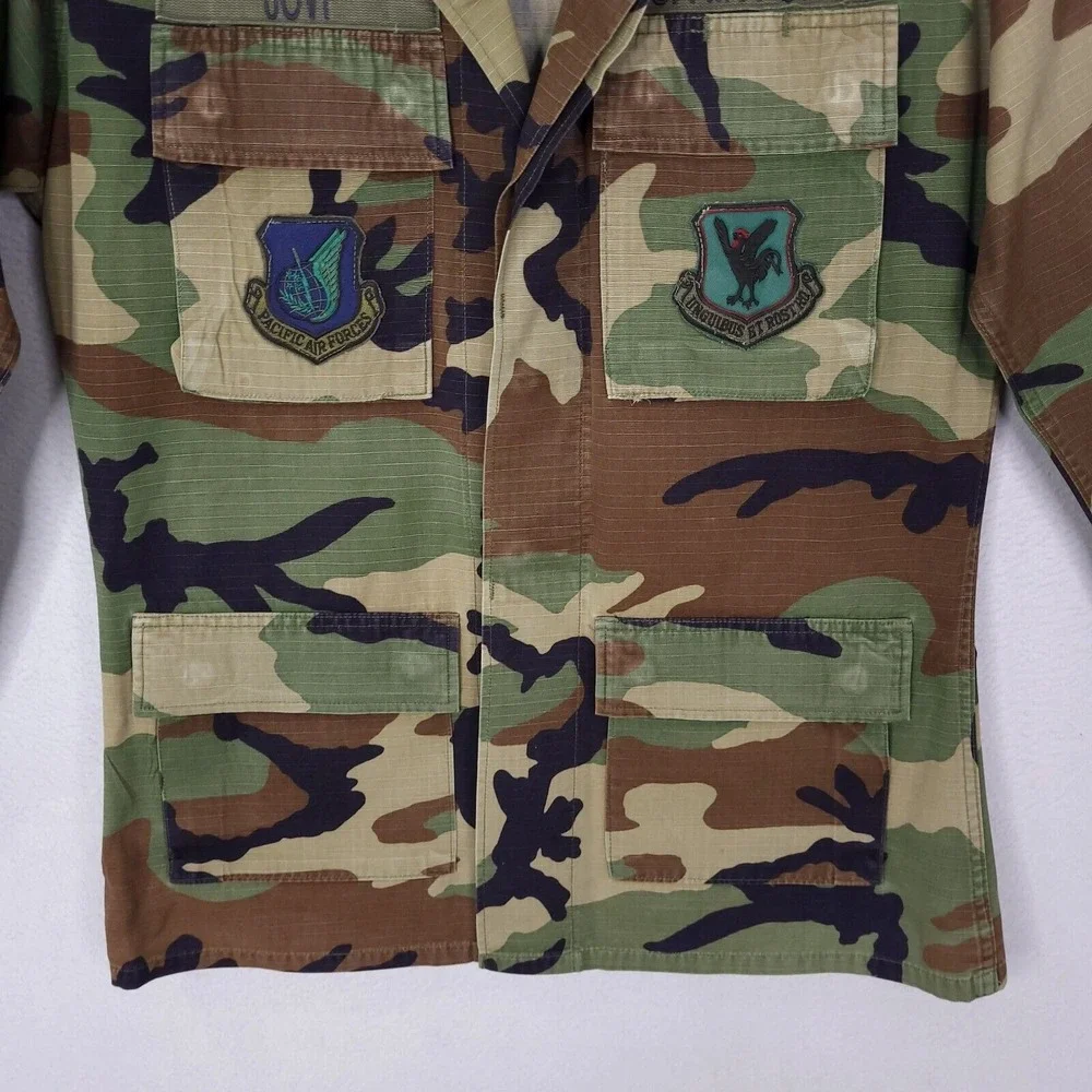 Air Force Military Button Up Jacket Wing Combat Coat Sz Small Long Camo Pockets - Picture 3 of 11